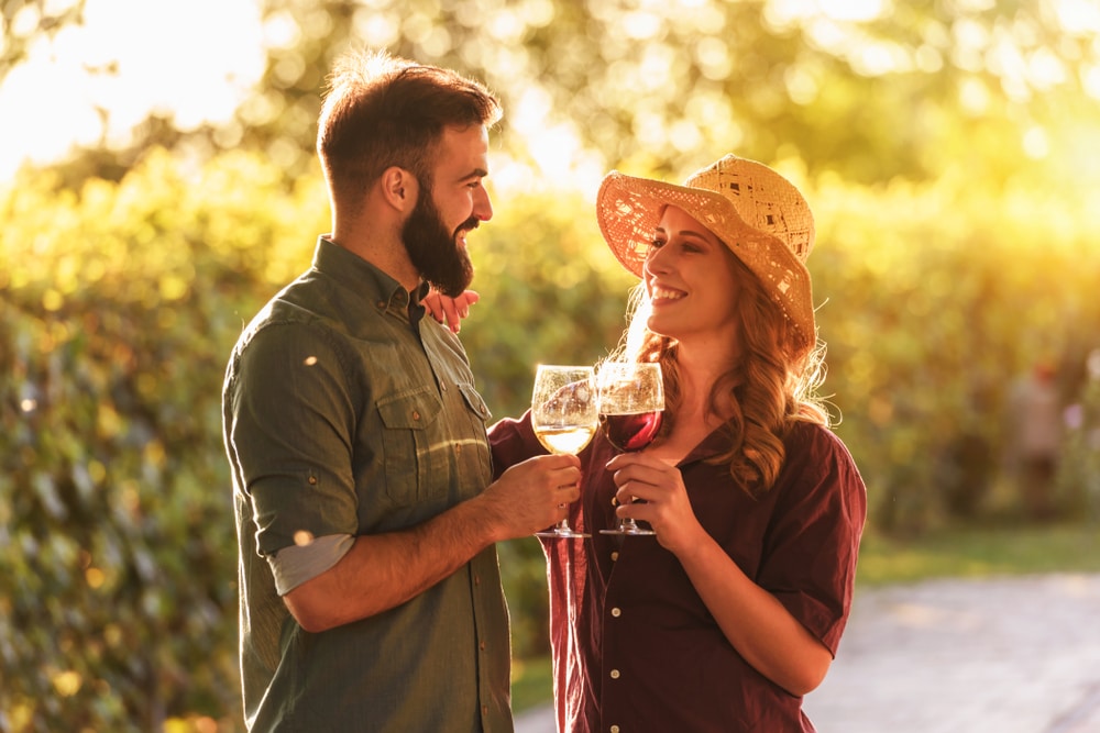 A couple enjoying wine tasting at City Winery in Atlanta, one of the many options for wine tasting in Atlanta