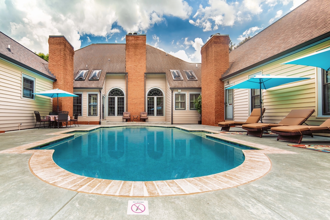 Bed and Breakfast in Georgia, photo of our luxurious pool area at our bed and breakfast 